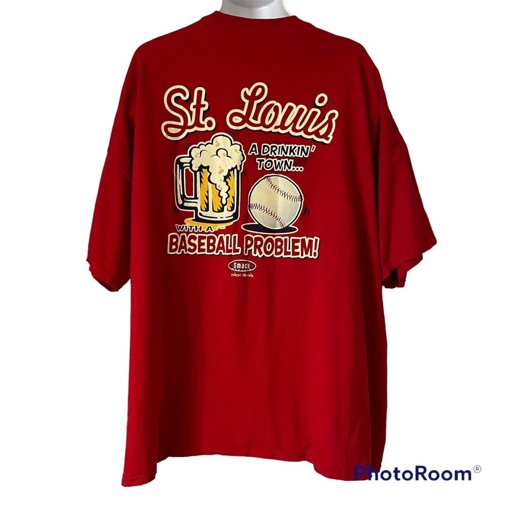 St. Louis A Drinking Town With A Baseball Problem T shirt 4XL Red Double Sided - Picture 2 of 4